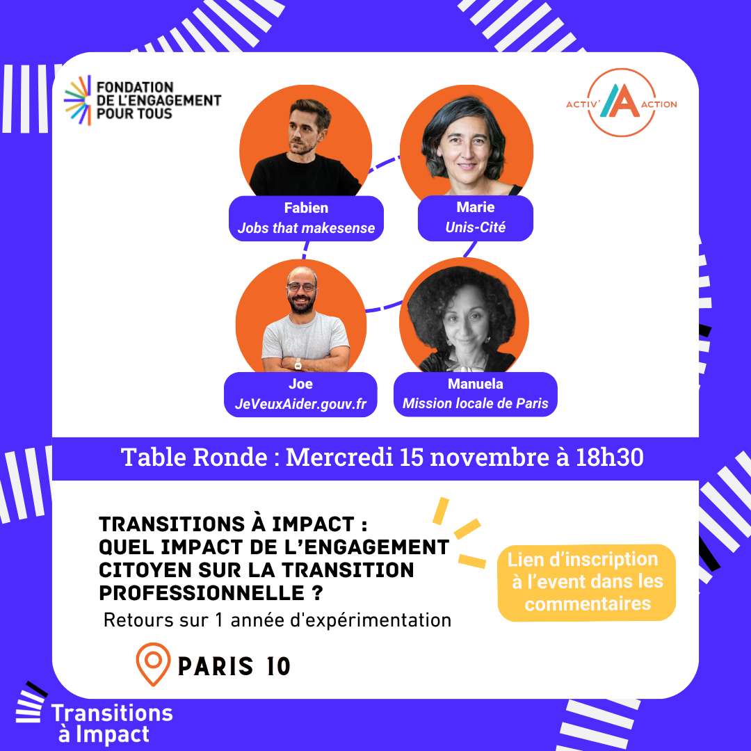 Participer à une table-ronde conviviale autour de l’engagement 📍Paris